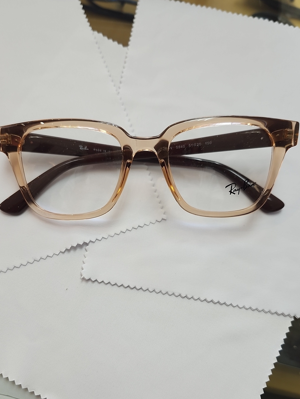 Ray-Ban Clear Amber Rectangular Optical Glasses